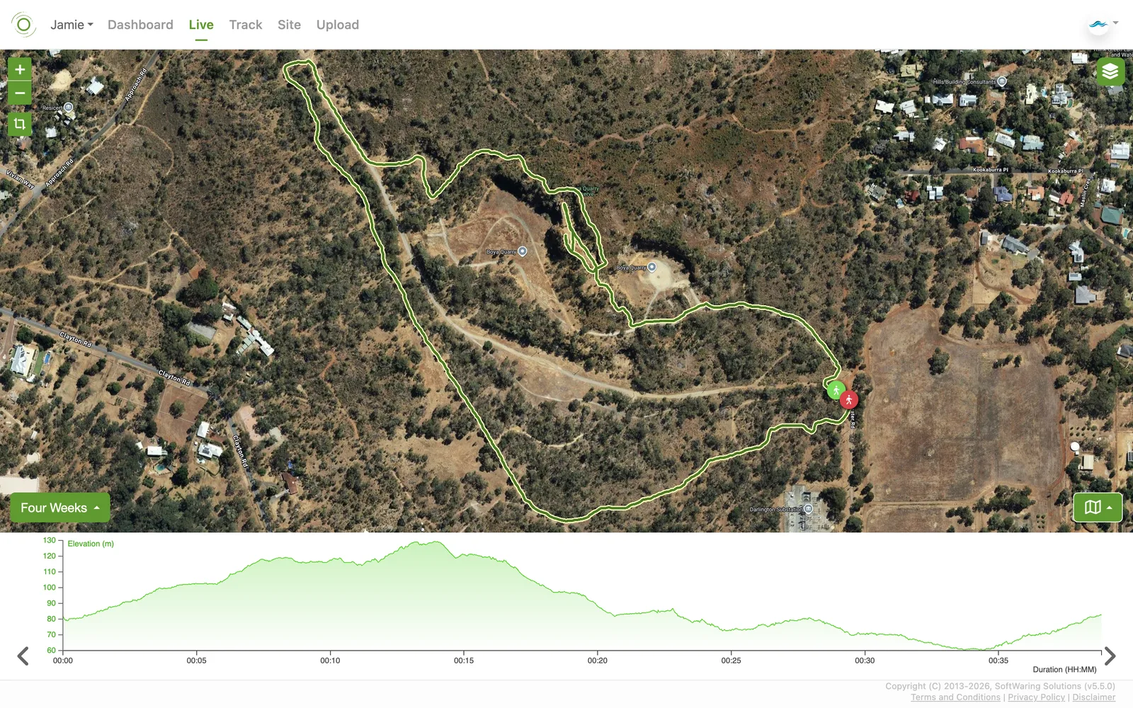 Live map showing near real-time activity updates